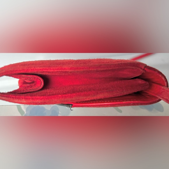 Vintage Italian Leather & Suede Mini Crossbody Bag in Red & Black colors - Picture 7 of 12